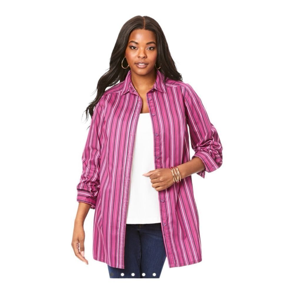 NWT Roaman’s Long Sleeve Kate Big Shirt Sz 20W - Picture 2 of 4